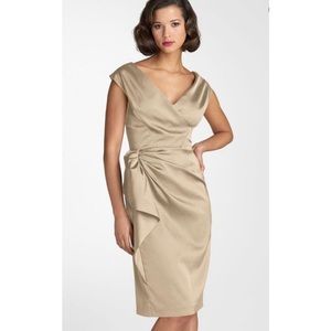 Maggy London Champagne Stretch Satin Sheath, NWT, Sz. 12